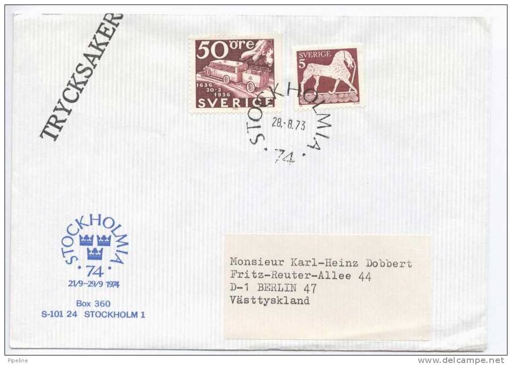 Sweden Cover Sent To Germany 28-8-1973 - Lettres & Documents