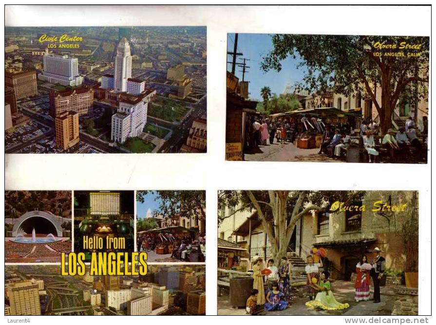 4 Older Los Angeles Postcards - Cartes De Los Angeles - Los Angeles