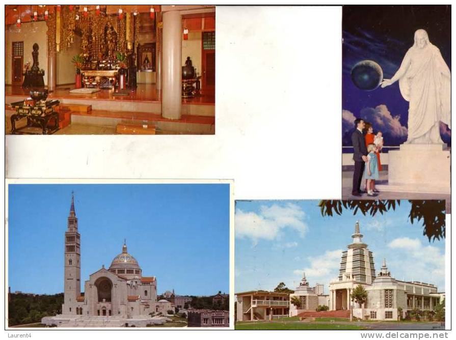 4 Older History Postcards - Cartes Sur L´histoire Des Etats Unis - Religion - Temples - Autres & Non Classés