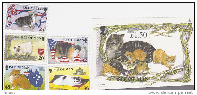 Isle Of Man-1996 Cats Set & MS  MNH - Domestic Cats