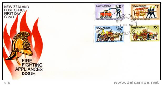 Nouvelle-Zelande. Anciens Engins Pour Combattre Le Feu. FDC 1977 - FDC