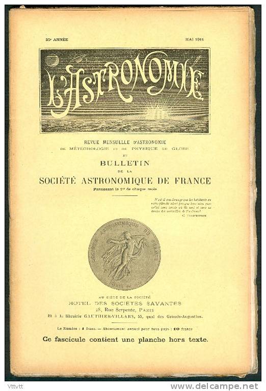 "L'Astronomie", Bulletin De La Société Astronomique De France (Mai 1911) : Anciens Observatoires De L'Inde, Gegenscheim - Astronomie