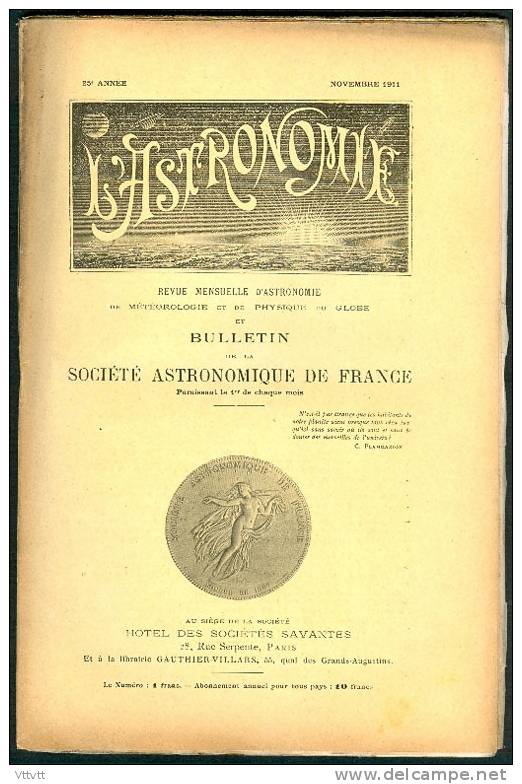 "L'Astronomie", Bulletin De La Société Astronomique De France (Novembre 1911) : Les Observatoires Des Etats-Unis... - Astronomie