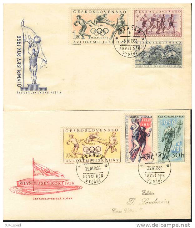 Jeux Olympiques 1956 Melbourne  FDC Athlétisme, Hippisme, Basketball, Cyclisme - Ete 1956: Melbourne