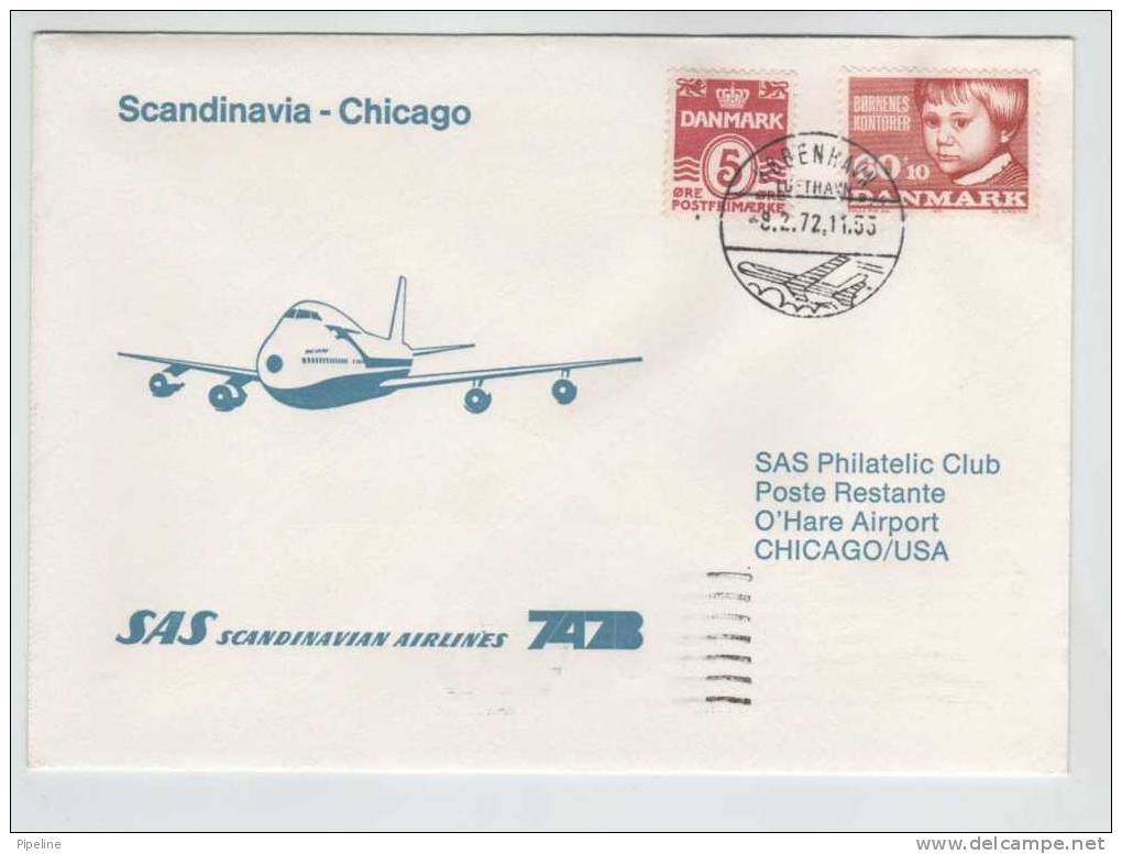 Denmark SAS First Boeing 747 Flight Scandinavia - Chicago 8-2-1972 - Lettres & Documents