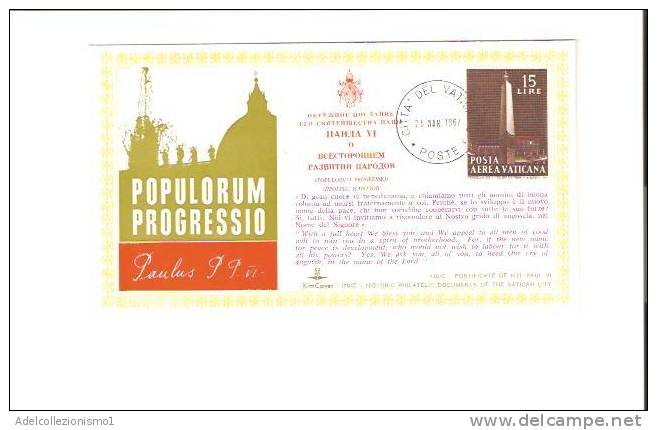 15474)lettera Enciclica Paolo VI° Con 15£ Aerea Vaticana Da Città Del Vaticano A Città Il 26-3-1967 - Storia Postale