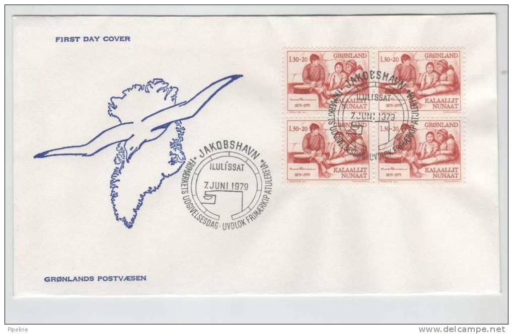 Greenland FDC Block Of 4 100 Anniversary The Birth Of Knud Rasmussen 7-6-1979 - FDC