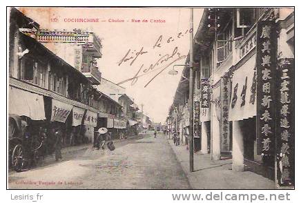 CPA - COCHINCHINE - CHOLON - RUE DE CANTON - ANIMEE - NETTOYEUR DE RUE - 132 - - Vietnam