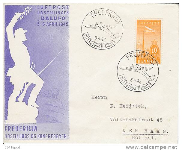 1942  Danemark   Fredericia DALUFO Avion - Lettres & Documents