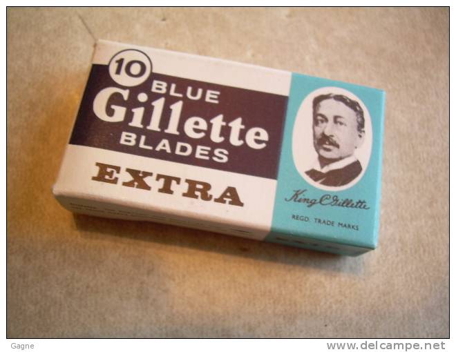 Vieux Paquet De Lames De Rasoir Anciennes Blue Gillette Extra 10 Blades King C Gillette Complète - Autres & Non Classés