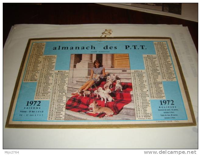 CALENDRIER CARTONNE DOUBLE FACE ANNEE 1972 ALMANACH DES PTT - Petit Format : 1961-70