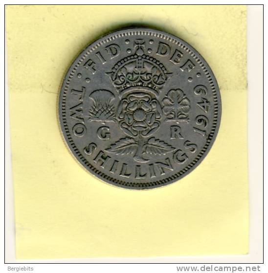 1949 Great Britain 2 Shillings In VF Condition - J. 1 Florin / 2 Schillings