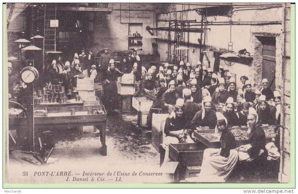 FINISTERE.PONT L ABBE.INTERIEUR DE L USINE DE CONSERVES .J DANIEL & CIE  RARE BONNE CARTE - Pont L'Abbe