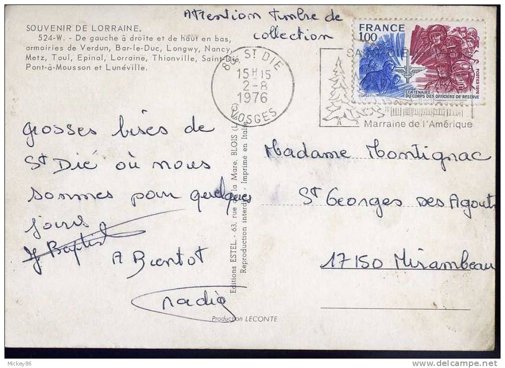 1976--timbre "Centenaire Du Corps Des Officiers De Réserve"n° 1890 Seul Sur Carte Postale Au Pays Lorrain - Militares