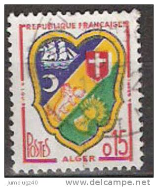 Timbre France Y&T N°1232 (02) Obl.  Armoirie D´Alger.  15 C. Polychrome. Cote 0,20 € - 1941-66 Wappen