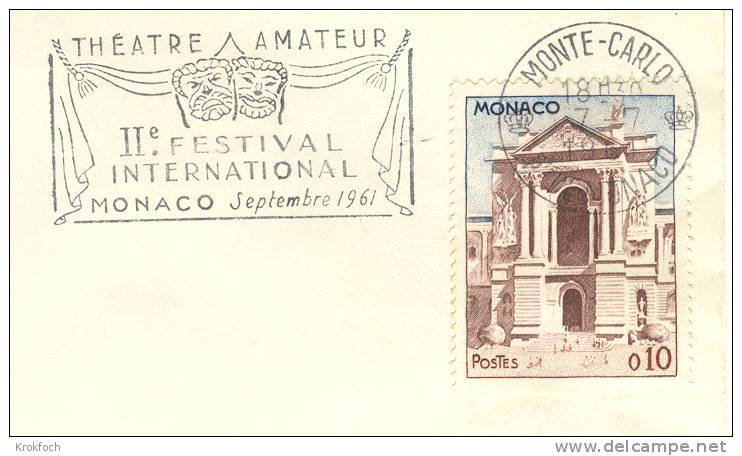 Monaco - 1961 - Festival Théatre - Flamme Sur Lettre Entière - Marcophilie