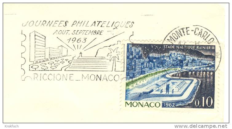 Monaco - 1963 - Journées Philatéliques Riccione - Flamme Sur Lettre Entière - Marcophilie