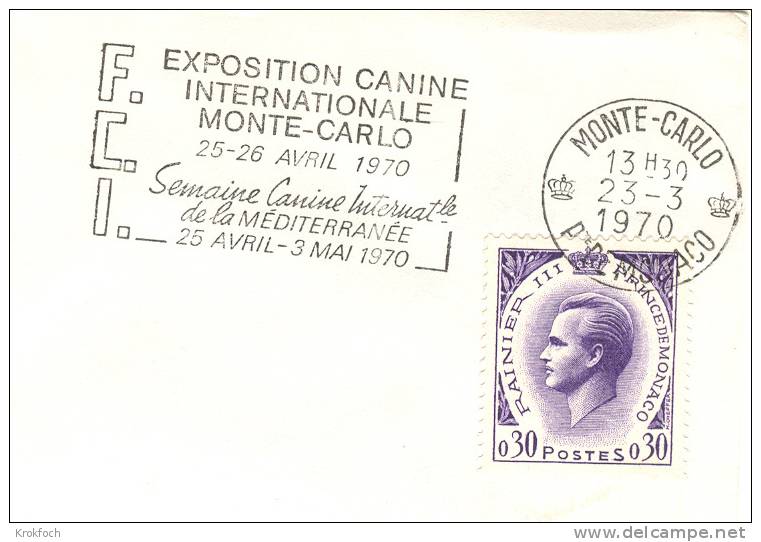 Monaco - 1970 - Exposition Canine - Chien Chiens - Flamme Sur Lettre Entière - Postmarks