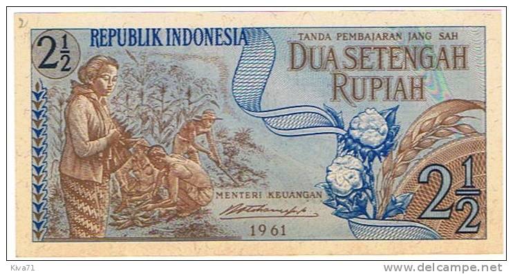 2 1/2  Rupiah "INDONESIE"    1961    UNC  Ble 40 42 - Indonésie