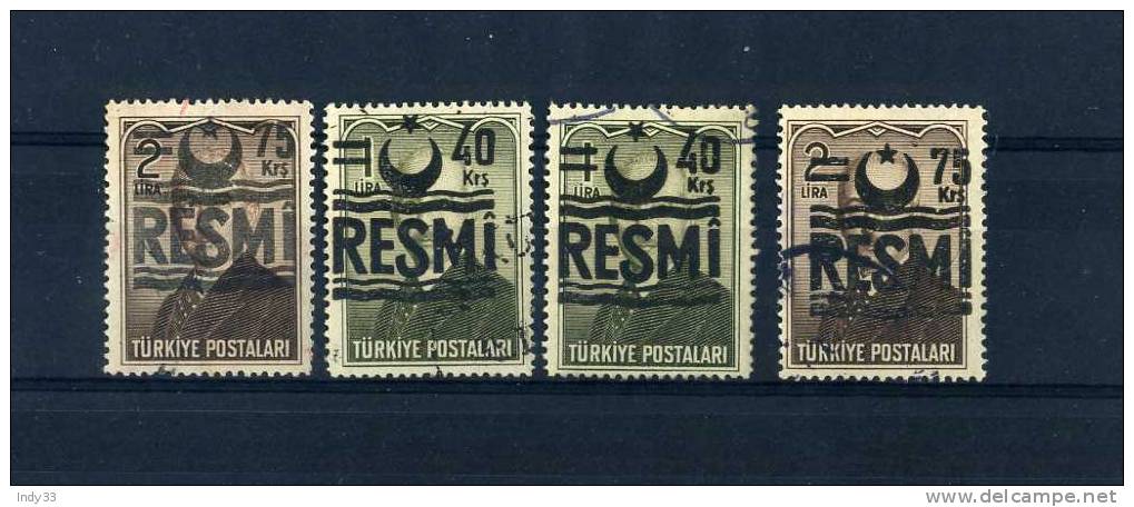 - TURQUIE . ENSEMBLE DE TIMBRES  DE SERVICE DE 1955 OBLITERES - Usados