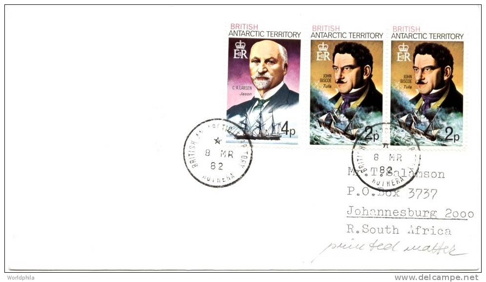 British Antarctic Territory South Pole-South Africa, Sailing Ships Postage Stamps On A Cover 1982 - Other & Unclassified