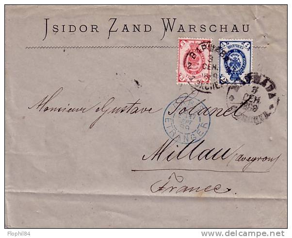 RUSSIE-POUR LA FRANCE-CAD PARIS ETRANGER BLEU 17-9-1889 - SUPERBE - Brieven En Documenten