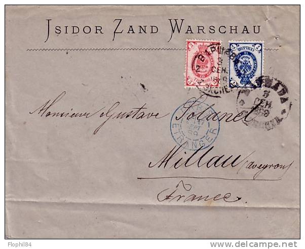 RUSSIE-POUR LA FRANCE-CAD PARIS ETRANGER BLEU 17-9-1889 - SUPERBE - Covers & Documents