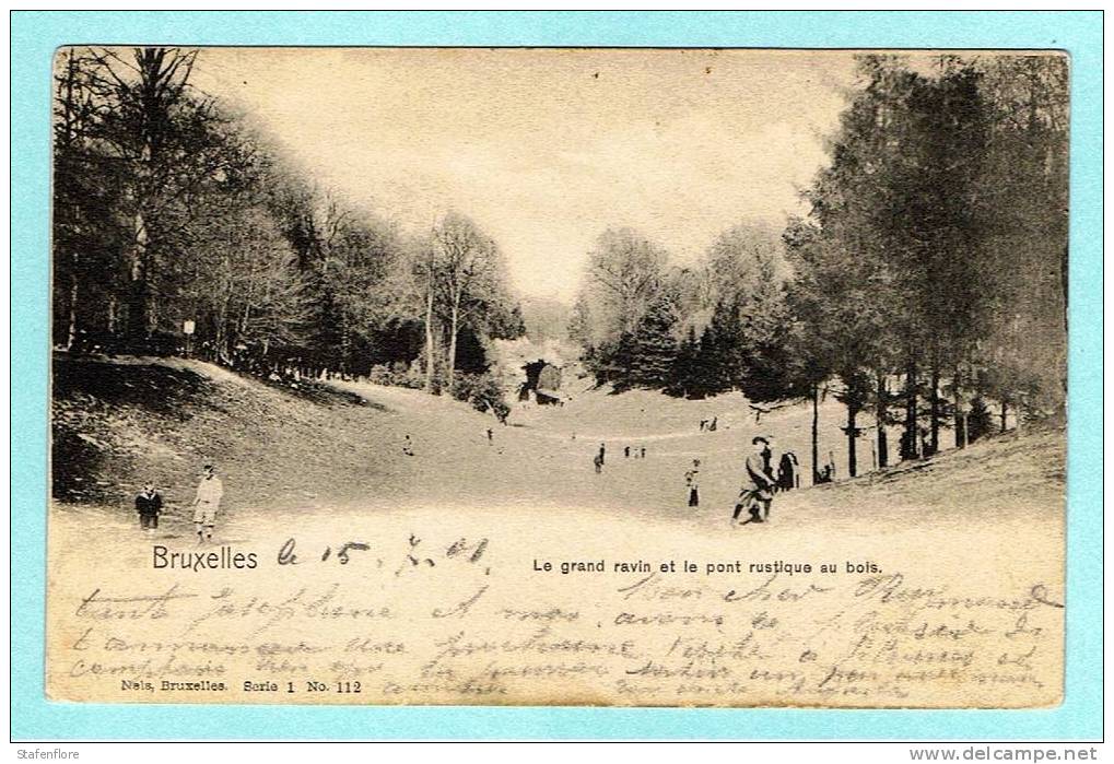 BRUSSEL LE GRAND RAVIN ET LE PONT RUSTIQUE AU BOIS IIN 1901  VERSTUURD VANUIT FLEURUS - Parks, Gärten