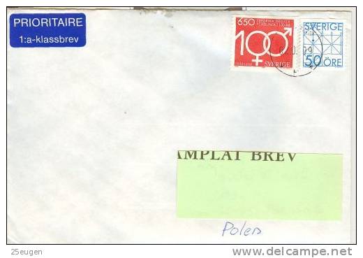 SWEDEN COVER SENT TO POLAND 1999 - Lettres & Documents