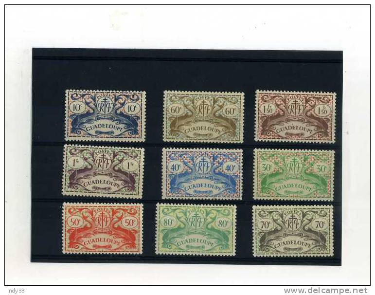 - FRANCE COLONIES . ENSEMBLE DE TIMBRES DE GUADELOUPEDE 1945  . NEUFS - Ongebruikt