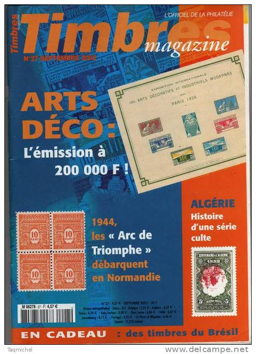 Timbres Magazine N°27 Arts Décoratif; Iles Féroé; Christophe Colomb; Arc De Triomphe; Alexandre Dumas; - Français (àpd. 1941)