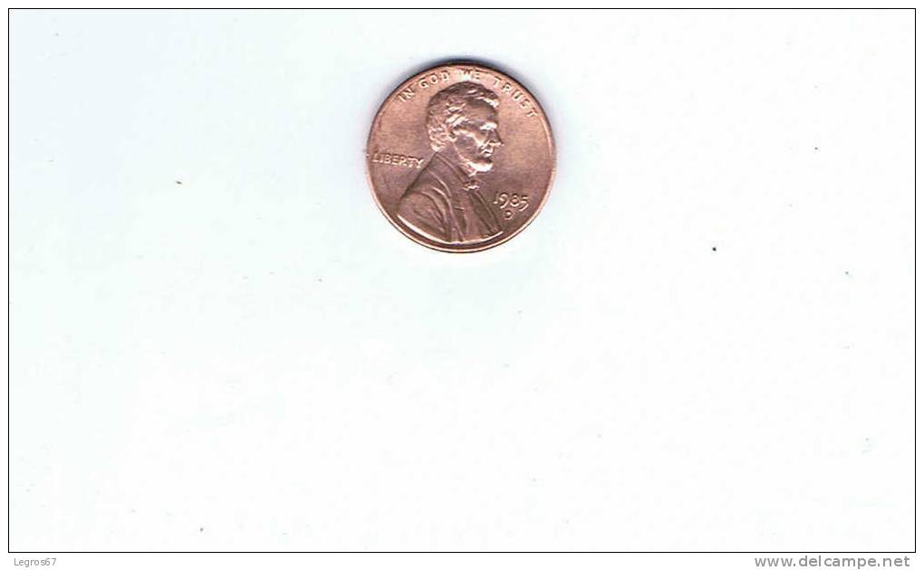 1 CENT ETATS UNIS 1985 D - 1959-…: Lincoln, Memorial Reverse