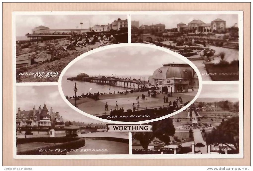 West Sussex WORTHING MULTIVIEWS 1930s- REAL PHOTOGRAPH VALENTINE'S 34.1 - ENGLAND INGLATERRA INGHILTERRA ENGELAND -6164A - Worthing