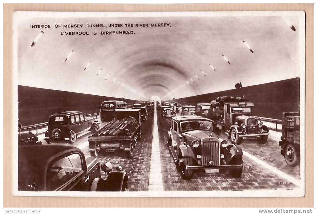 LIVERPOOL BIRKENHEAD MERSEY TUNNEL INTERIOR RIVER MERSEY - REAL PHOTOGRAPH VALENTINE'S 12 -6165A - Liverpool