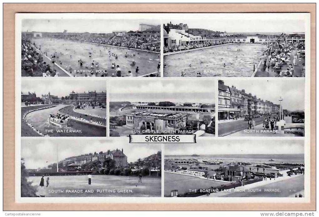 LINCOLNSHIRE SKEGNESS Bathing Pool Waterway Putting Green 1930s- SILVERESQUE VALENTINE'S N°761ENGLAND INGLATERRA -6166A - Andere & Zonder Classificatie