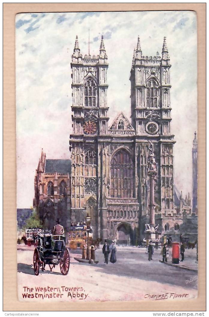 By Artist CHARLES FLOWER WESTERN TOWERS WESTMINSTER ABBEY 1930s - OILETTE POSTCARD N° 7033 - ENGLAND -6176A - Westminster Abbey