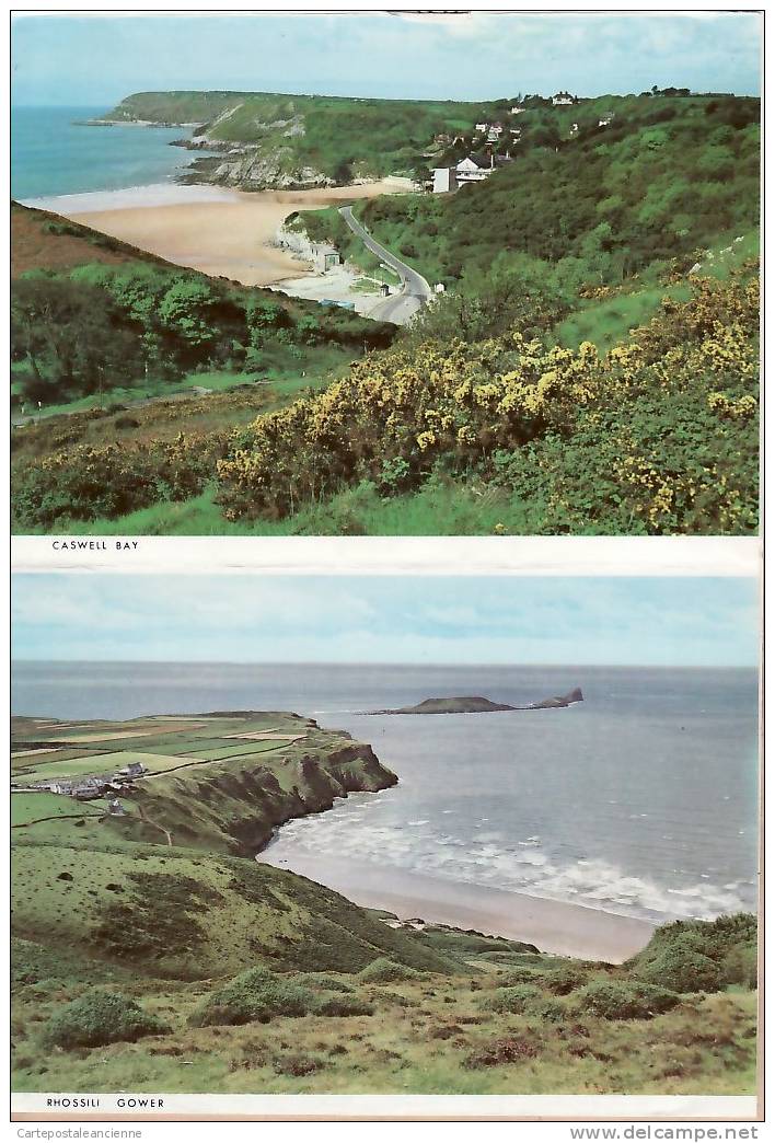 Coast Glamorgan Wales SET 4 CARDS CASWELL BAY RHOSSILI GOWER PORTEYNON HORTON POBBLES BAY GOWER 25.08.1980 -6225A - Glamorgan