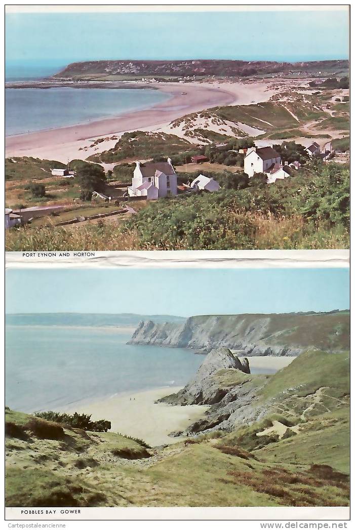 Coast Glamorgan Wales SET 4 CARDS CASWELL BAY RHOSSILI GOWER PORTEYNON HORTON POBBLES BAY GOWER 25.08.1980 -6225A - Glamorgan