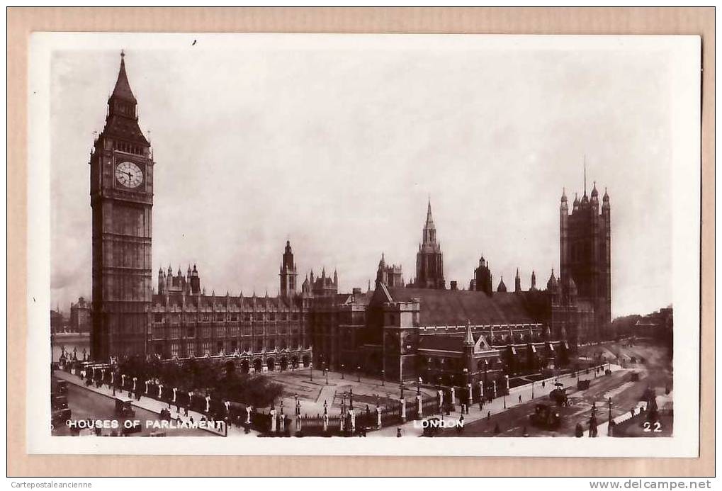 REAL PHOTOGRAPH HOUSES PARLIAMENT LONDON LONDRES Circa 1920 - N°22 - ENGLAND INGLATERRA INGHILTERRA ENGELAND -5842A - Houses Of Parliament