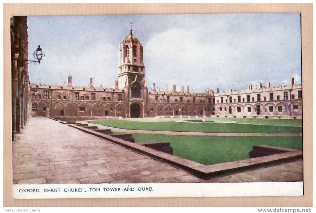 OXFORD CHRIST CHURCH TOM TOWER And QUAD 1930s -PHOTOCHROM Co Ltd GRAPHIC STUDIOS - ENGLAND INGLATERRA INGHILTERRA -6197A - Oxford