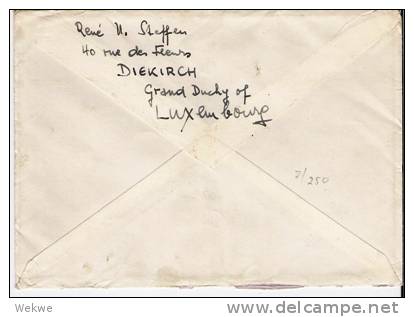 L022a/  LUXEMBURG - Europäische Einigung Fr. 4 + 2,50,  Ex Diekirch Nach USA 1952. - Lettres & Documents