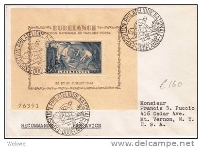 L028/ LUXEMBURG -  Block Dudelange Eisenwerk FDC 1946, USA. - Covers & Documents