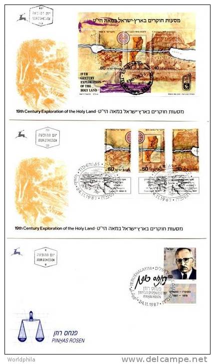 Israel 15 FDC Full Year Set  Thematic Covers  Including Biblical Owls,Holyland Exploration,Dogs,New Year 1987 - Années Complètes