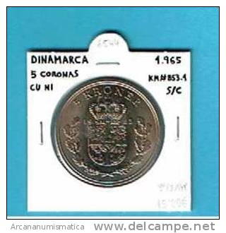 DINAMARCA  /  DENMARK  /  DANMARK   5 CORONAS  1.965  CU  NI   KM#853.1   SC/UNC     DL-6544 - Dinamarca