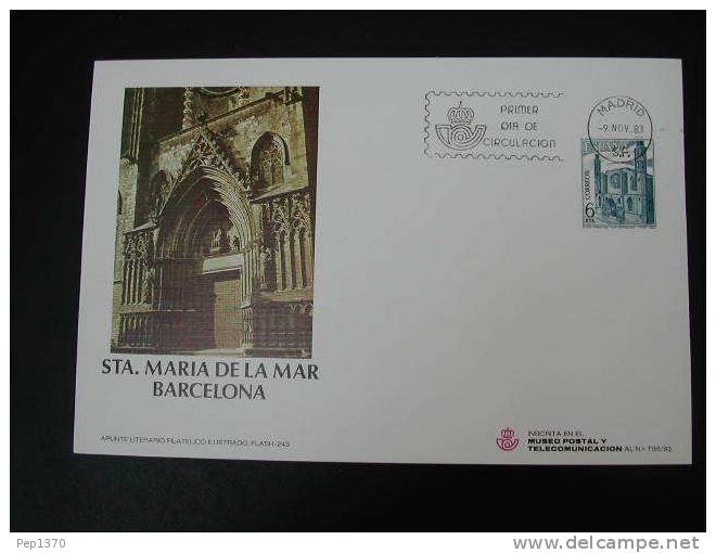 España 1983,   Carte Maximum Iglesia De Santa Maria Del Mar (Barcelona) - Cartes Maximum