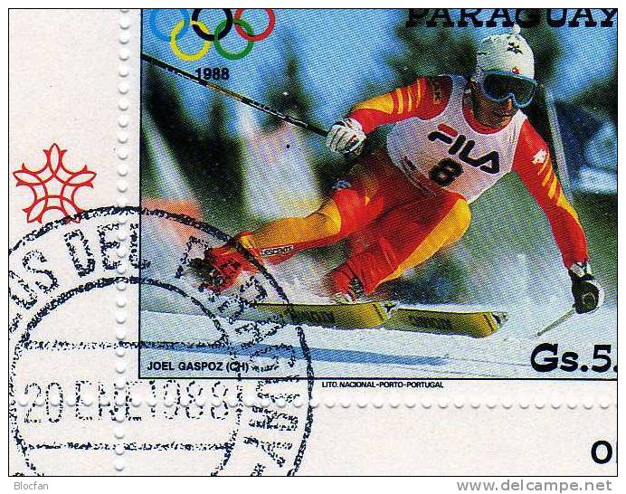 Schweizer Gewinner Olympiade 1988 In Calgary Paraguay 4175/9 + 4178/9ZD + 1xER O 14€ - Winter 1988: Calgary