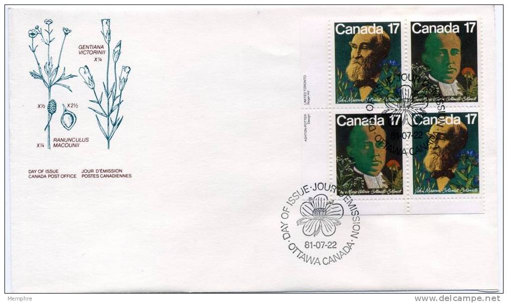 1981 Botanistes Canadiens: Marie Victorin, J. Macoun Scott  894-5    Y&T 774-5 - 1981-1990