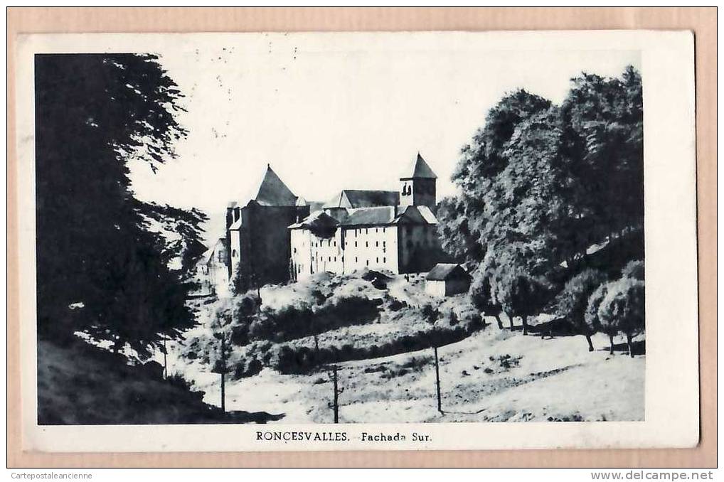 RONCESVALLES FACHADA SUR NAVARRA 1960s ¤ HUECOGRABADO FOURNIER ¤6458A - Navarra (Pamplona)