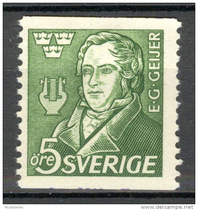 Sweden 1947 Mi. 327A Erik Gustav Geijer, Poet, Composer 2-sided Perf. MH - Ongebruikt