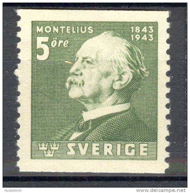 Sweden 1943 Mi. 302A Oscar Montelius, Arceologist 2-sided Perf. MNH ** - Unused Stamps